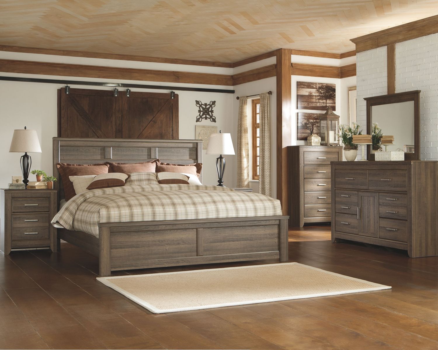 Juararo - Dark Brown - 5 Pc. - Dresser, Mirror, California King Panel Bed