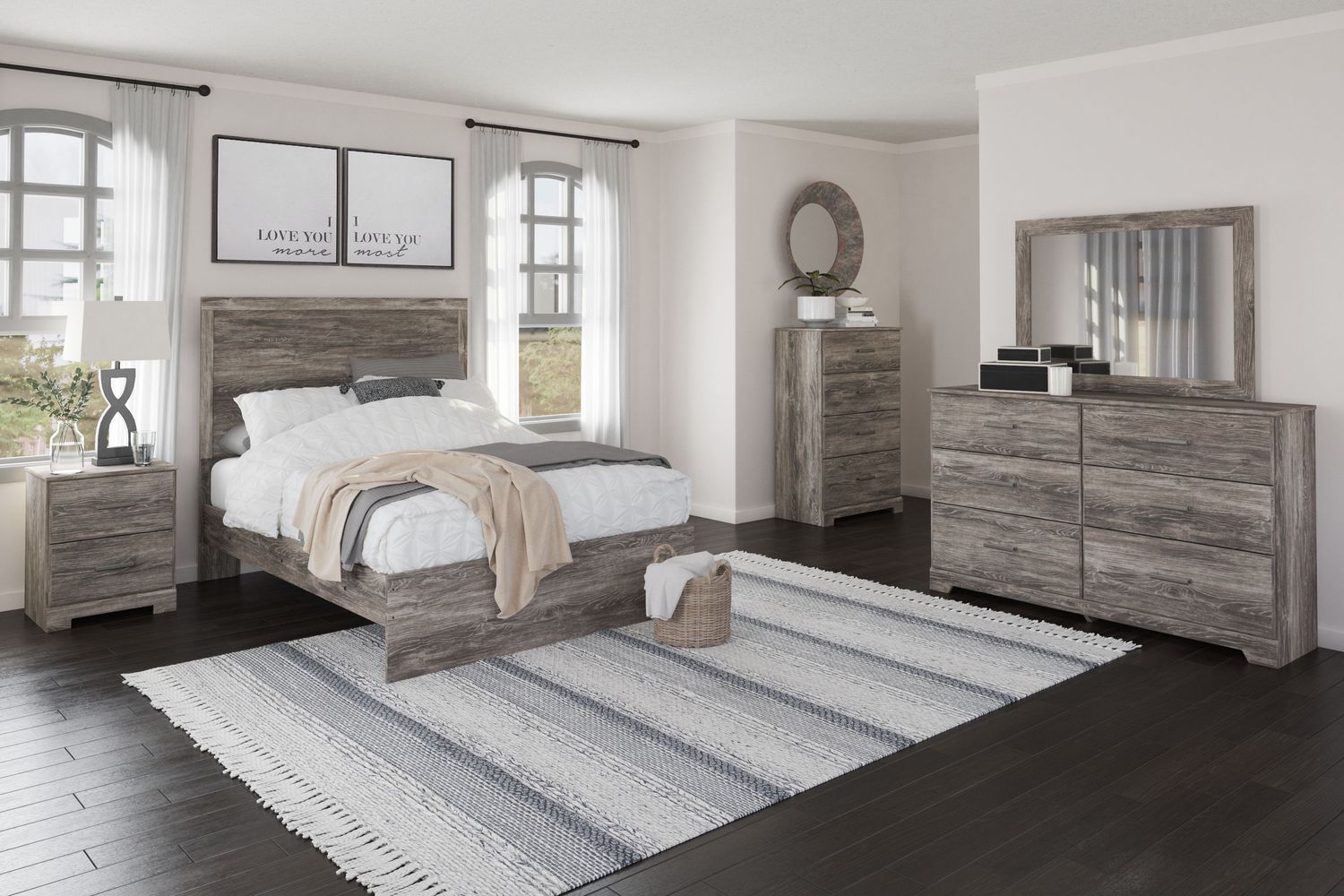 Ralinksi - Gray - 5 Pc. - Dresser, Mirror, Chest, Full Panel Bed