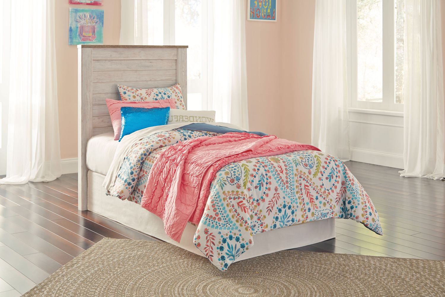 Willowton - Whitewash - Twin Panel Headboard
