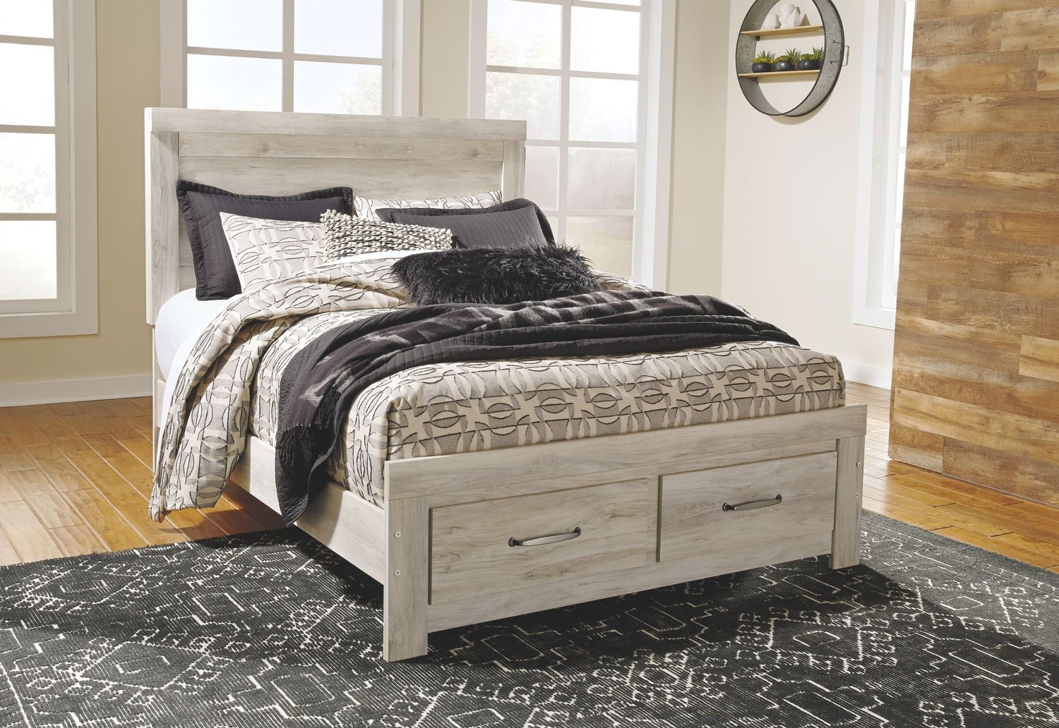 Bellaby - Whitewash - Queen Platform Bed With 2 Storage Drawers
