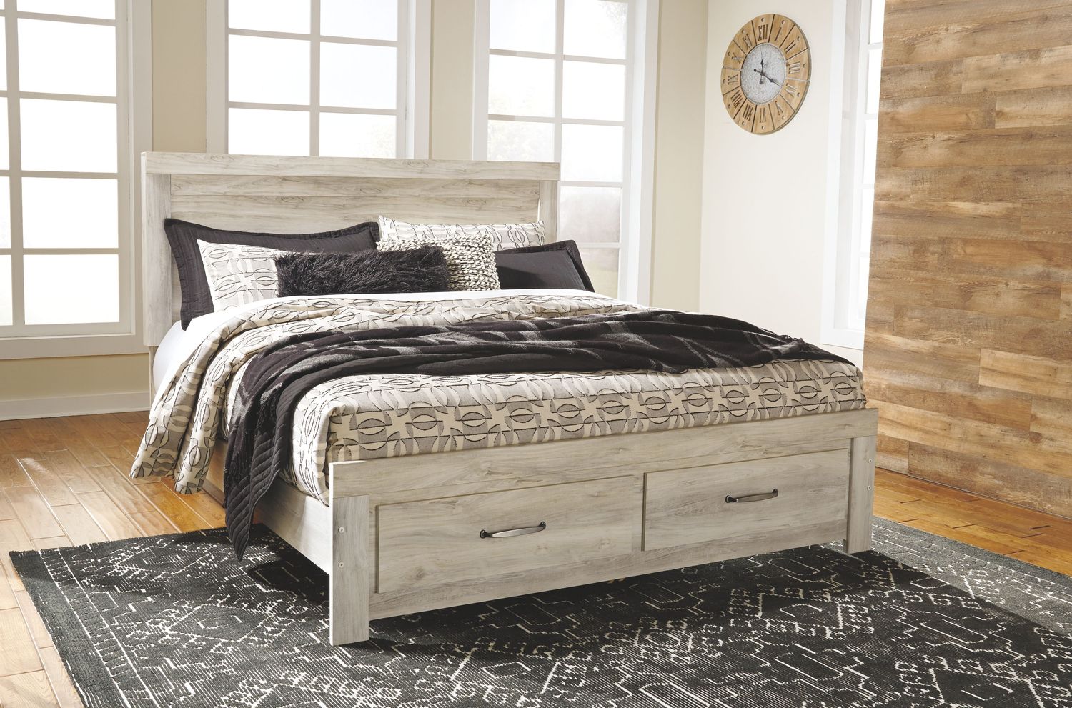 Bellaby - Whitewash - King Platform Bed With 2 Storage Drawers