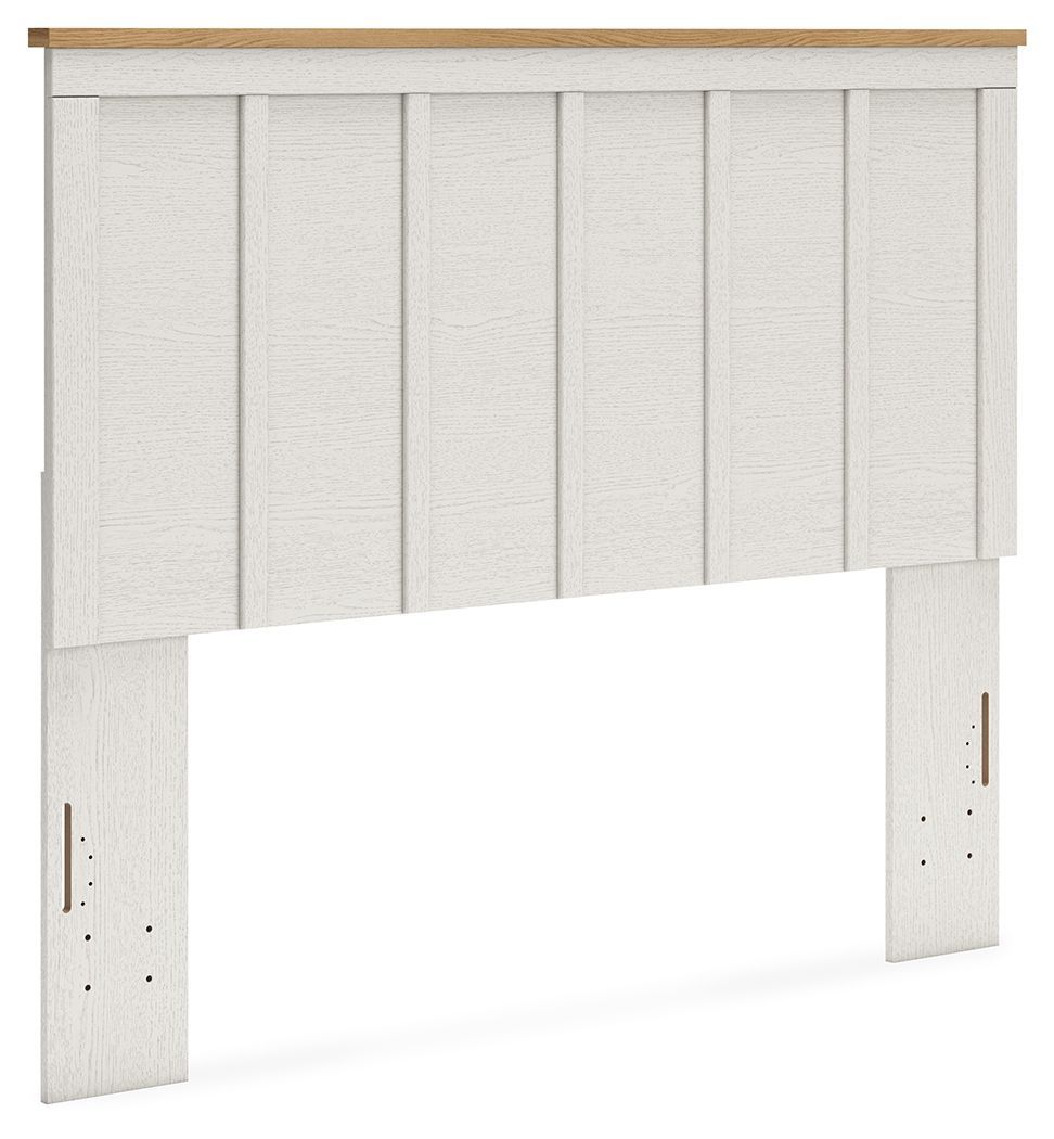 Linnocreek - White / Warm Brown - Queen Panel Headboard