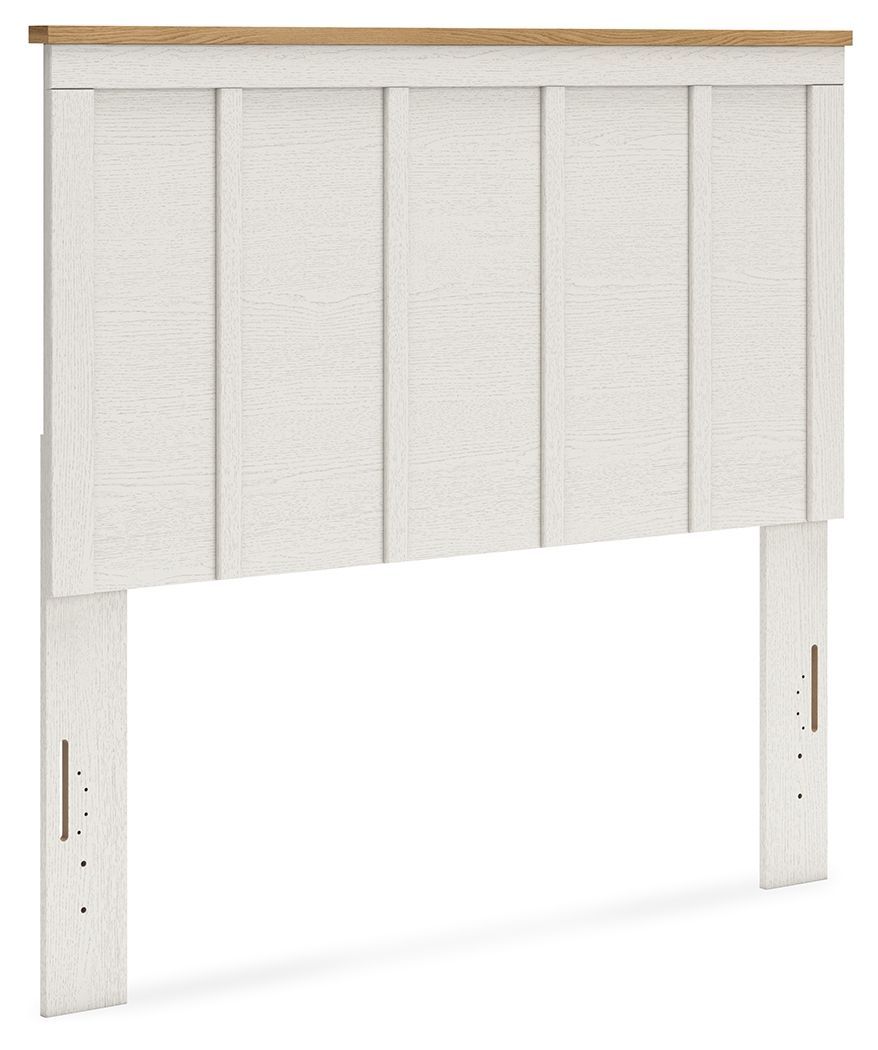 Linnocreek - White / Warm Brown - Full Panel Headboard