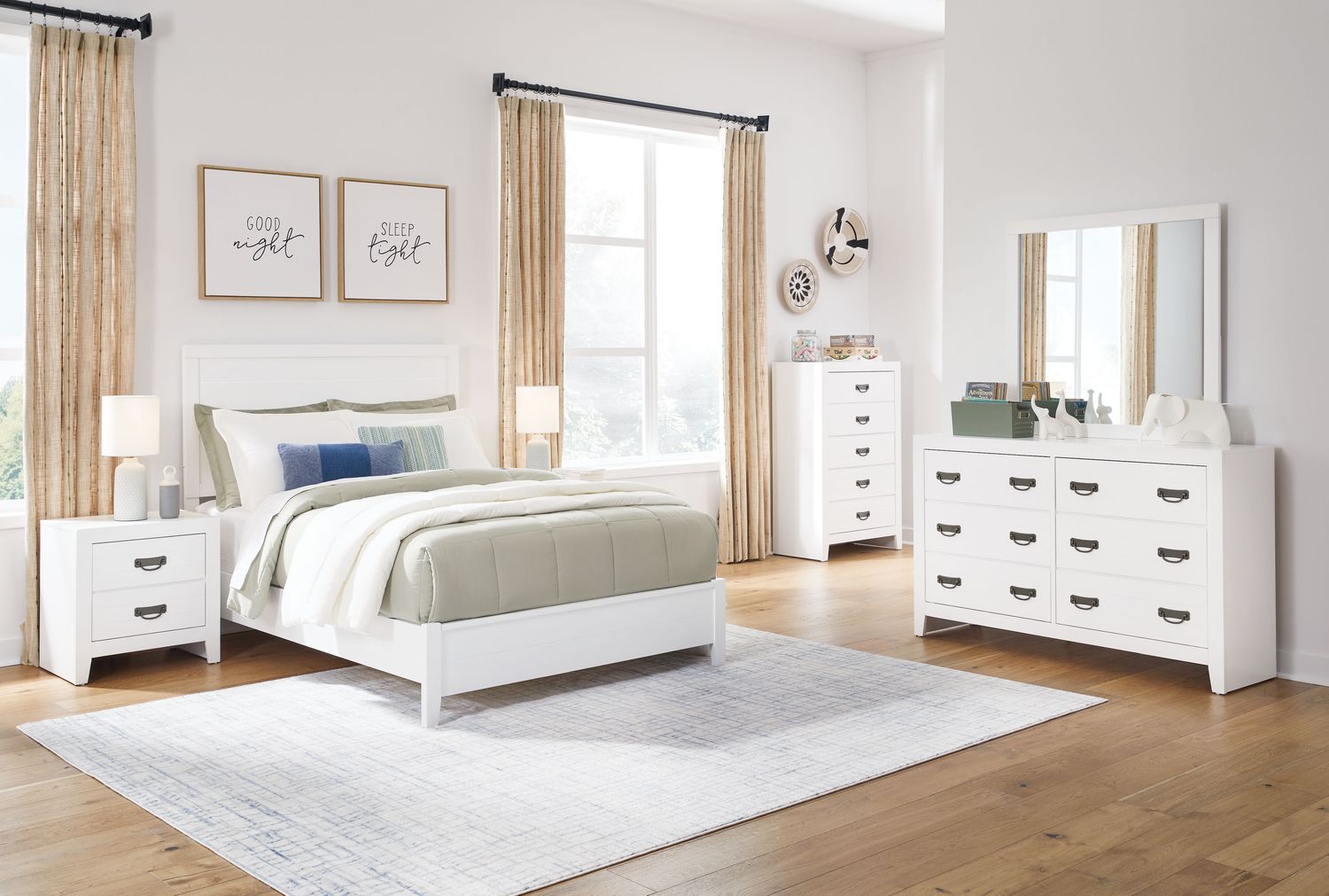 Binterglen - White - 5 Pc. - Dresser, Mirror, Chest, Full Panel Bed