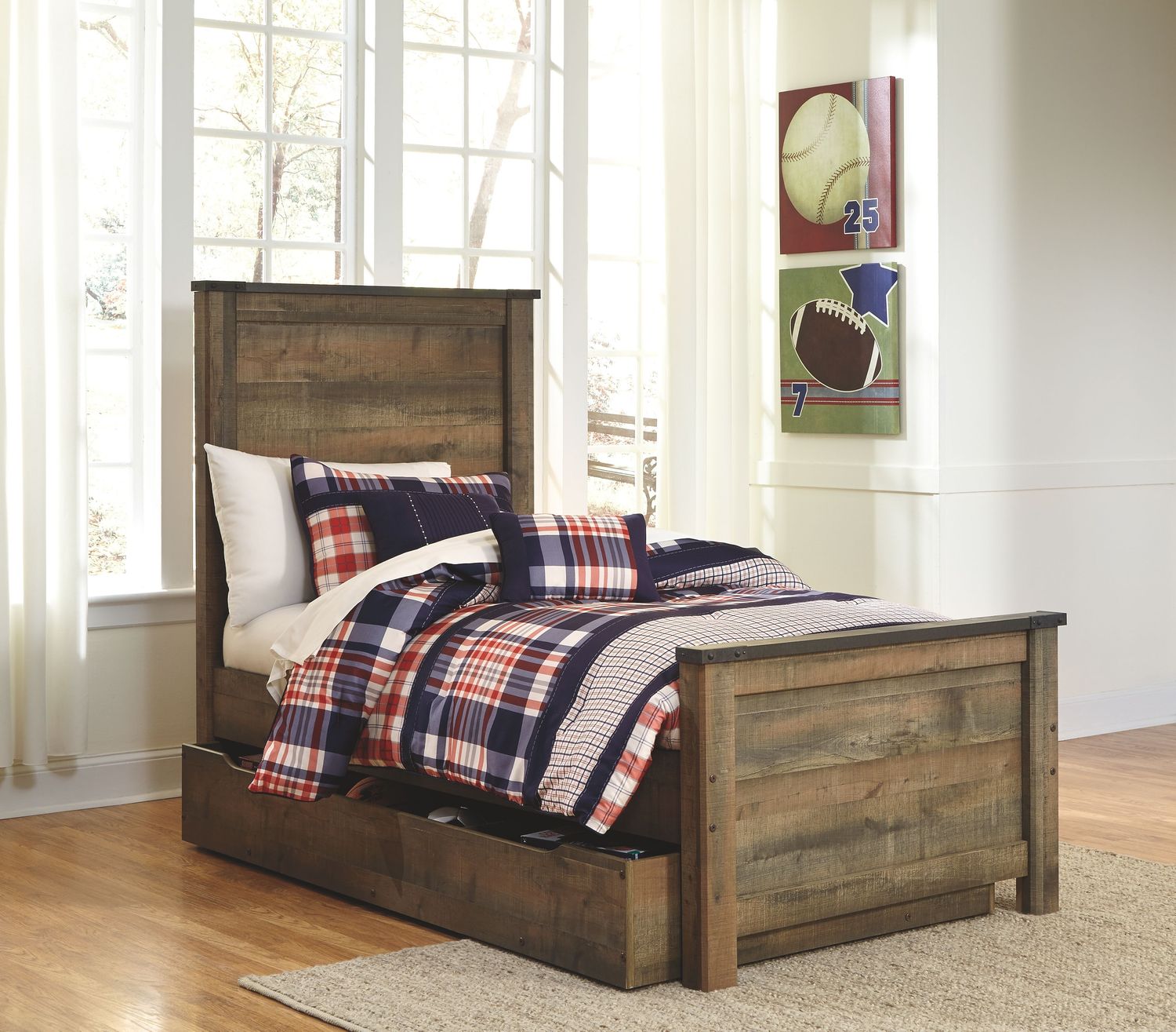 Trinell - Brown - Twin Panel Bed With 1 Large Storage Drawer