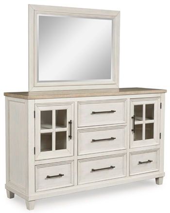 Shaybrock - Antique White / Brown - Bedroom Mirror