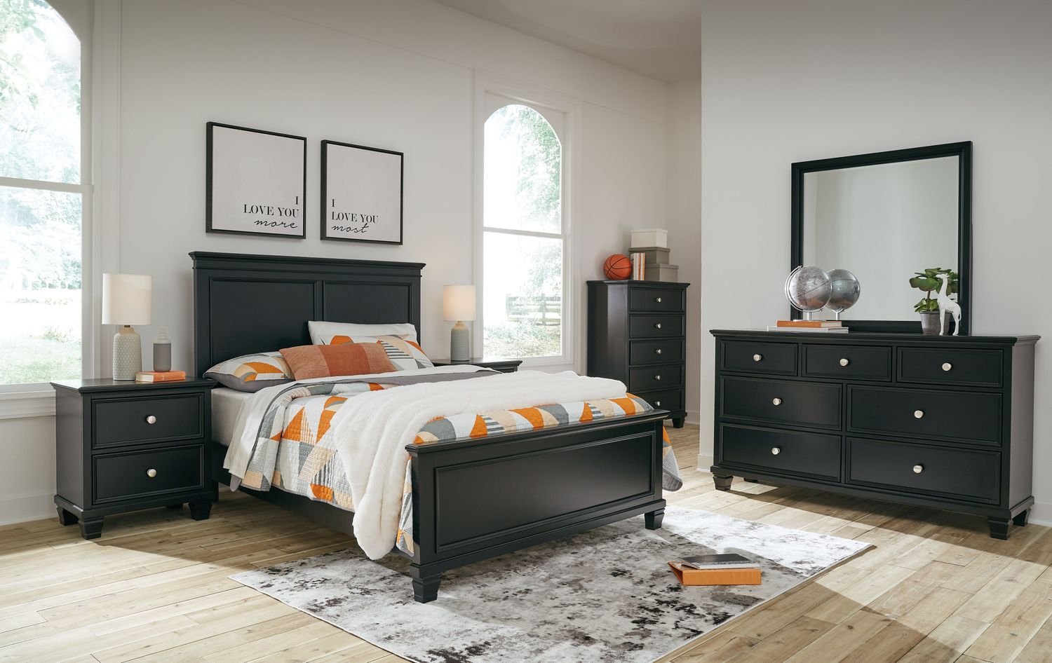 Lanolee - Black - 5 Pc. - Dresser, Mirror, Full Panel Bed