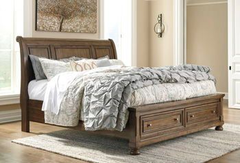 Flynnter - Medium Brown - Queen Rails With Roll Slats