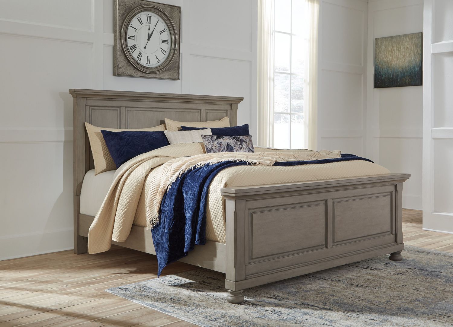 Lettner - Light Gray - King Panel Bed