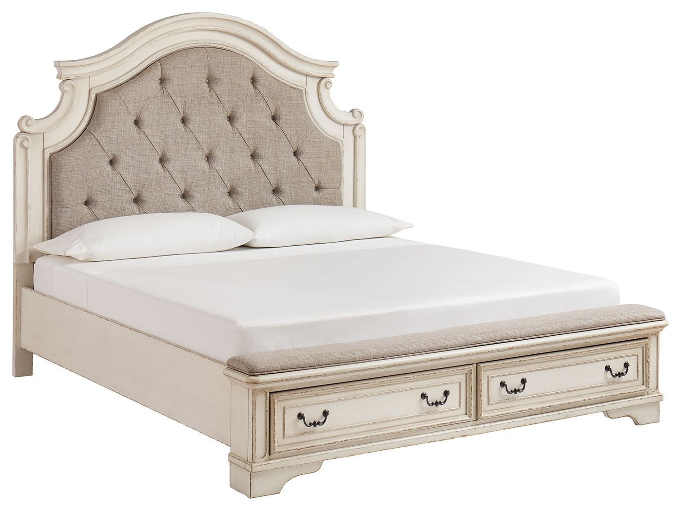 Realyn - White / Brown / Beige - California King Upholstered Bed
