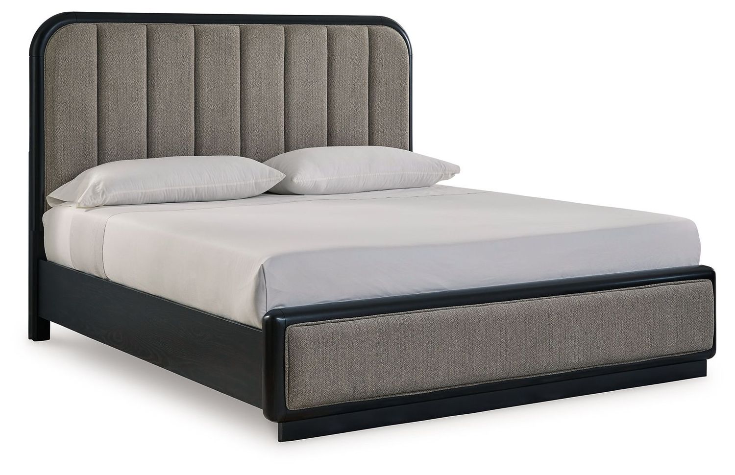 Rowanbeck - Gray / Black - King Upholstered Panel Bed