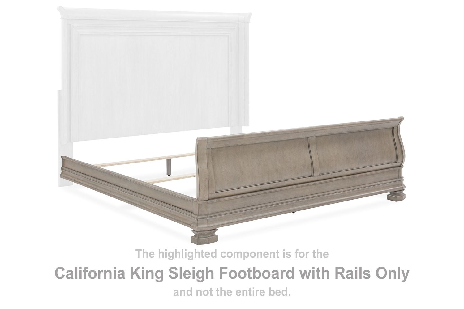 Lexorne - Gray - California King Sleigh Footboard W/Rails