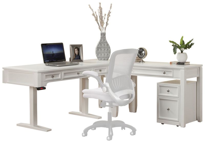 Boca - L Shape Desk With Lateral File - Cottage White