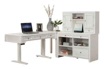 Boca - Power Lift Desk With Credenza - Cottage White