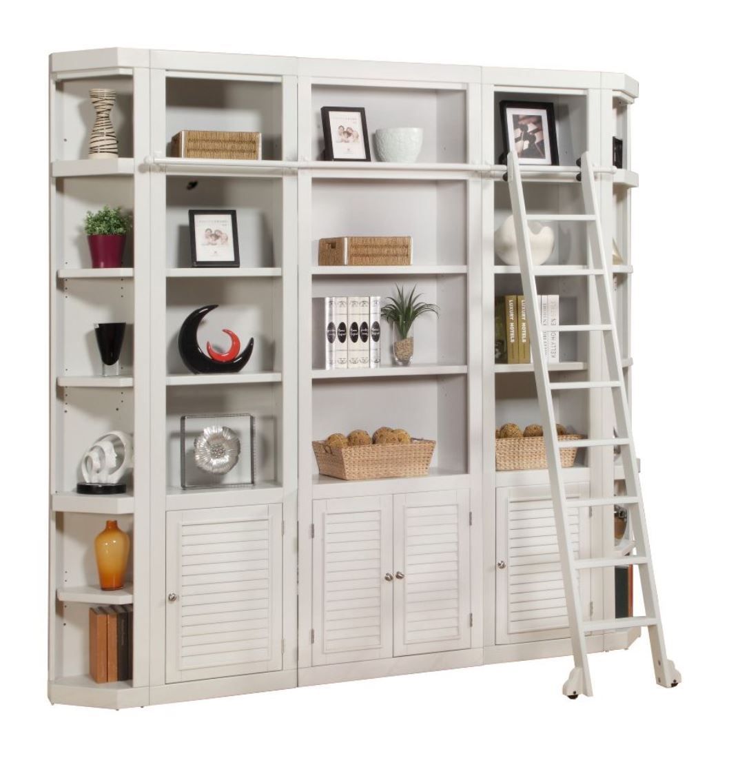 Boca - 6 Piece Library Wall With Corner Bookcases - Cottage White