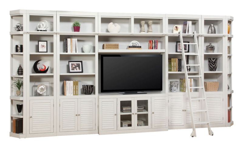 Boca - 9 Piece Entertainment Wall With Corner Bookcases - Cottage White