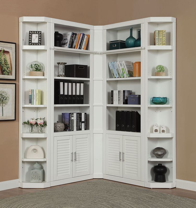 Catalina - 5 Piece Corner Library Wall - Cottage White