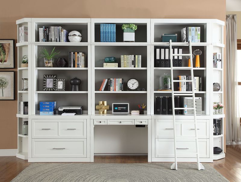 Catalina - 9 Piece Workspace Library Wall - Cottage White