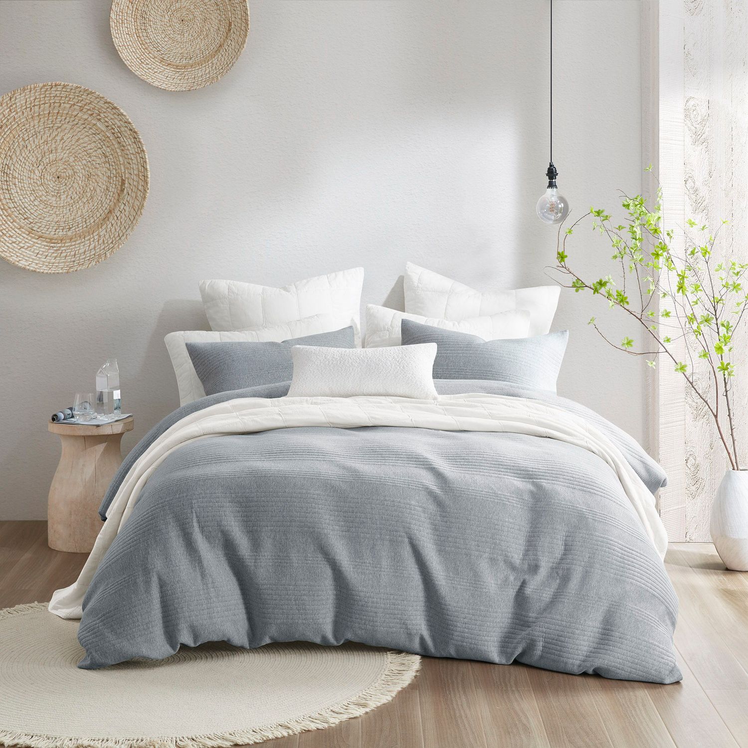 Ellis - 3 Piece King Duvet Set - Heathered Gray