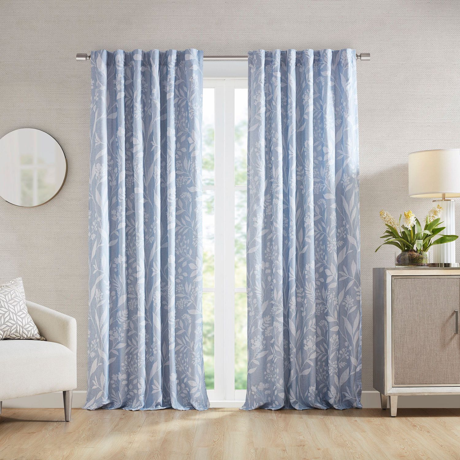 Winslow - Floral Curtain Panel (Single) - Blue