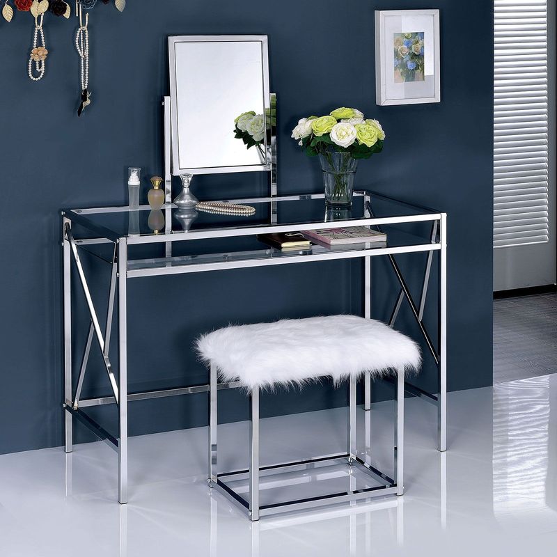 Lismore - Vanity With Stool - Pearl Silver