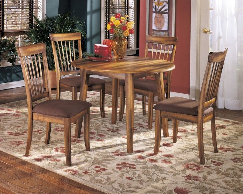 Berringer - Rustic Brown - 5 Pc. - Drop Leaf Table, 4 Side Chairs