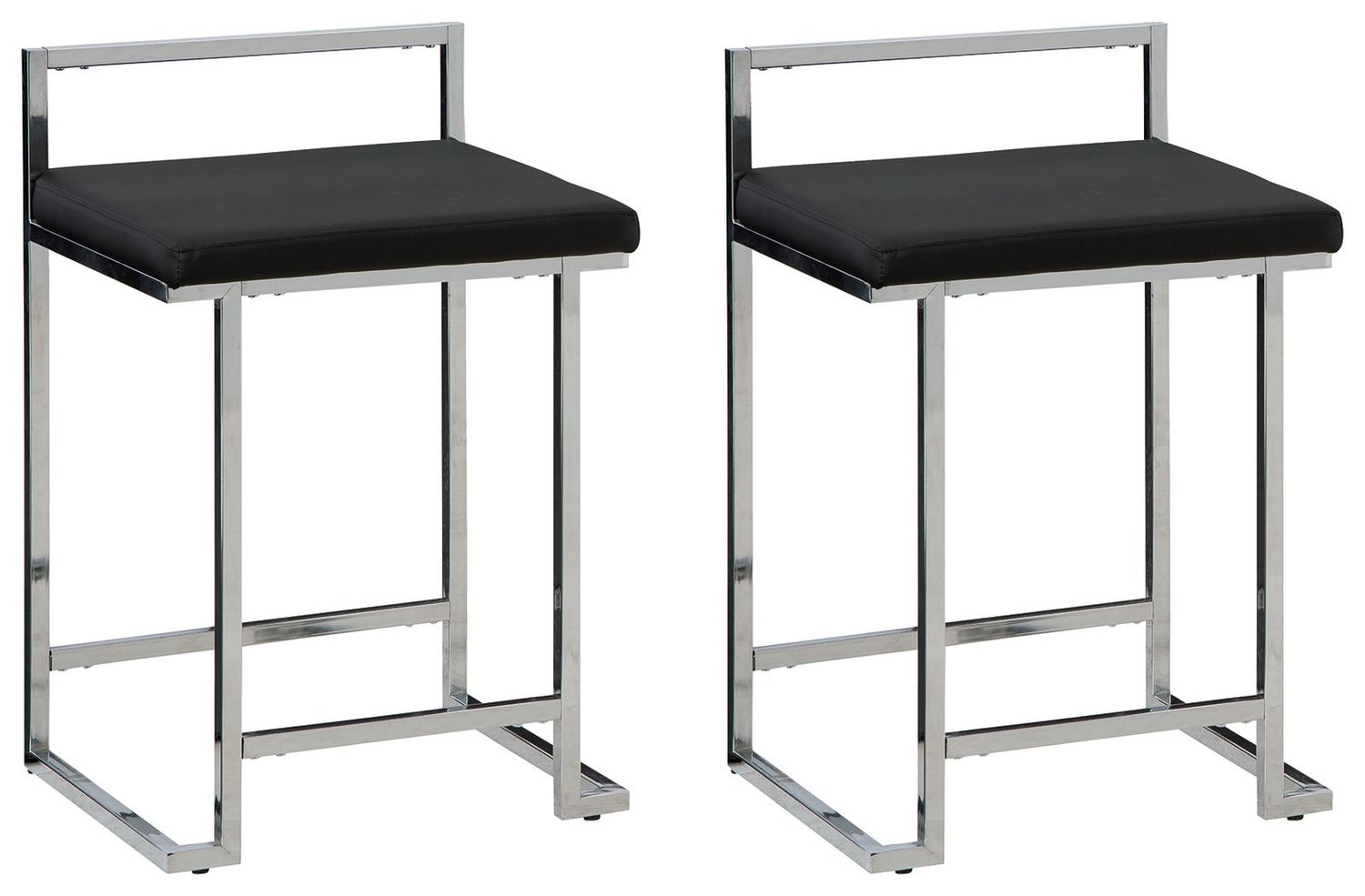 Madanere - Black / Chrome Finish - Upholstered Stool (Set of 2)