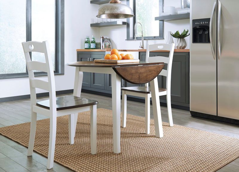 Woodanville - Cream / Brown - 3 Pc. - Drop Leaf Table, 2 Side Chairs