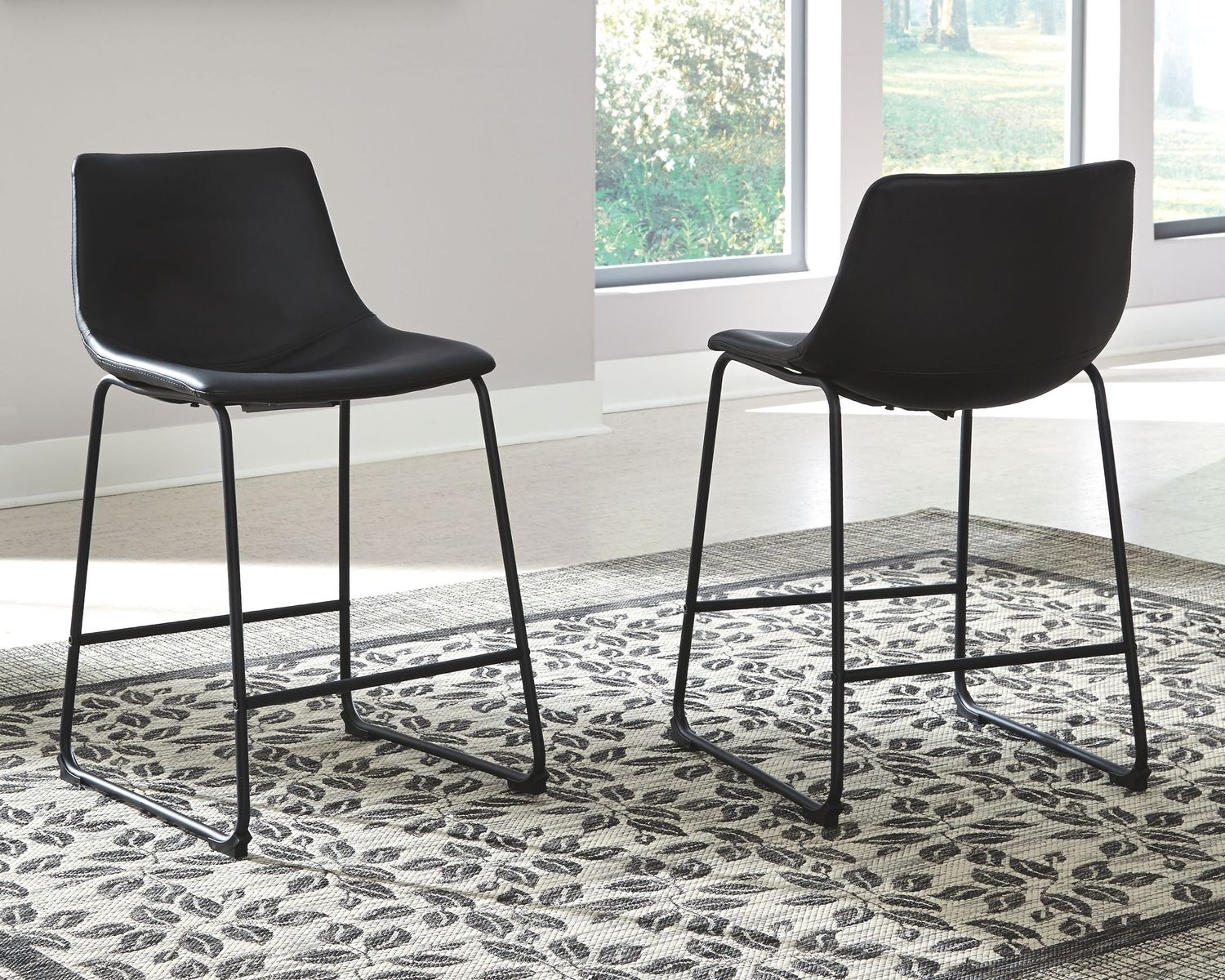 Centiar - Black - Upholstered Barstool (Set of 2)