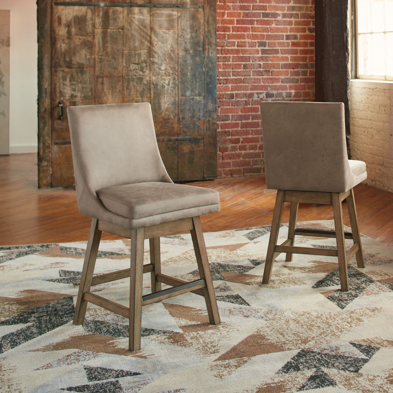 Tallenger - Dark Brown - Uph Swivel Barstool (Set of 2)