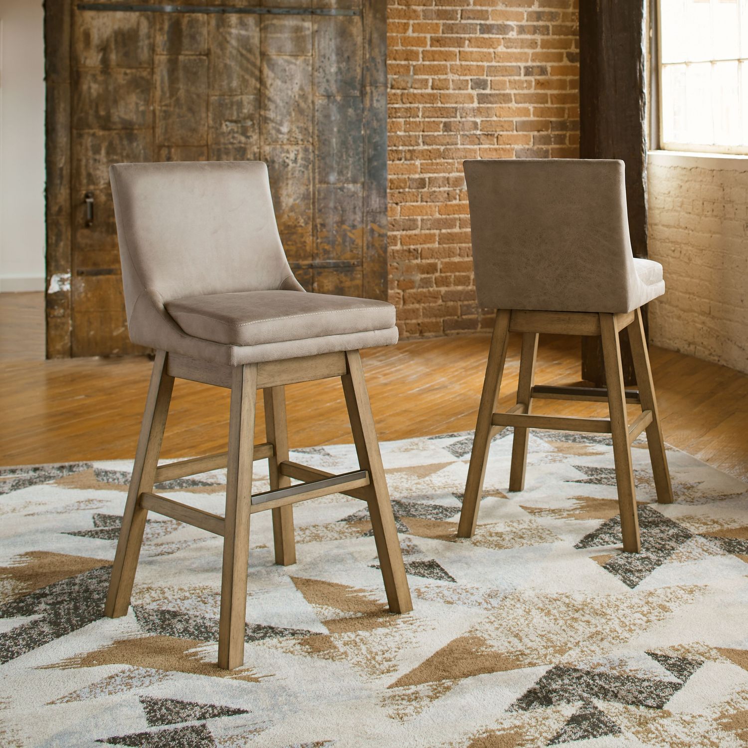 Tallenger - Dark Brown - Tall Uph Swivel Barstool(Set of 2)