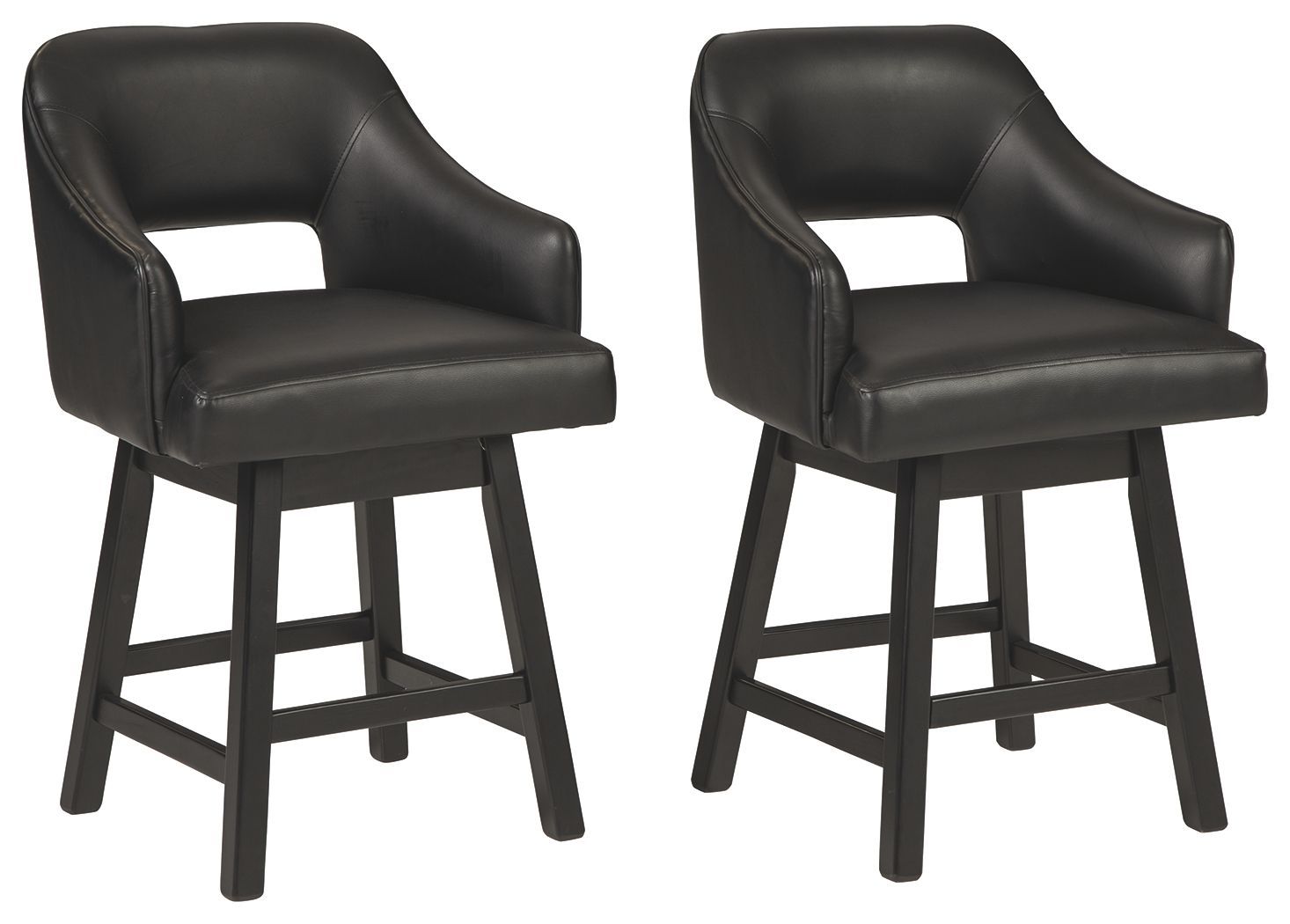 Tallenger - Black / Dark Brown - Uph Swivel Barstool (Set of 2)