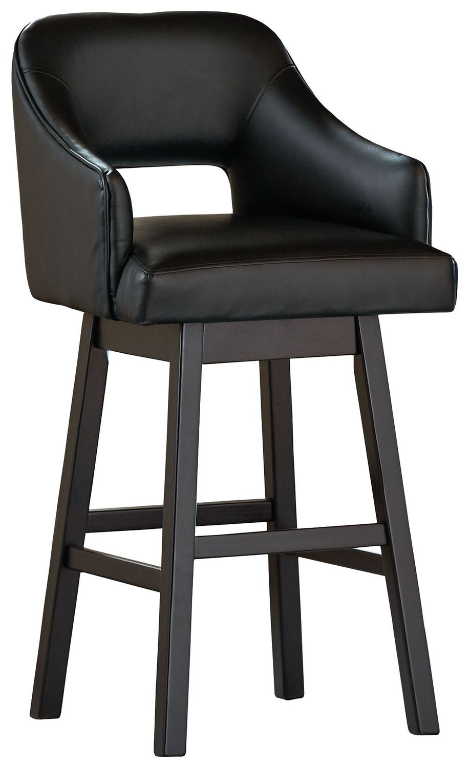 Tallenger - Black / Dark Brown - Tall Uph Swivel Barstool(Set of 2)