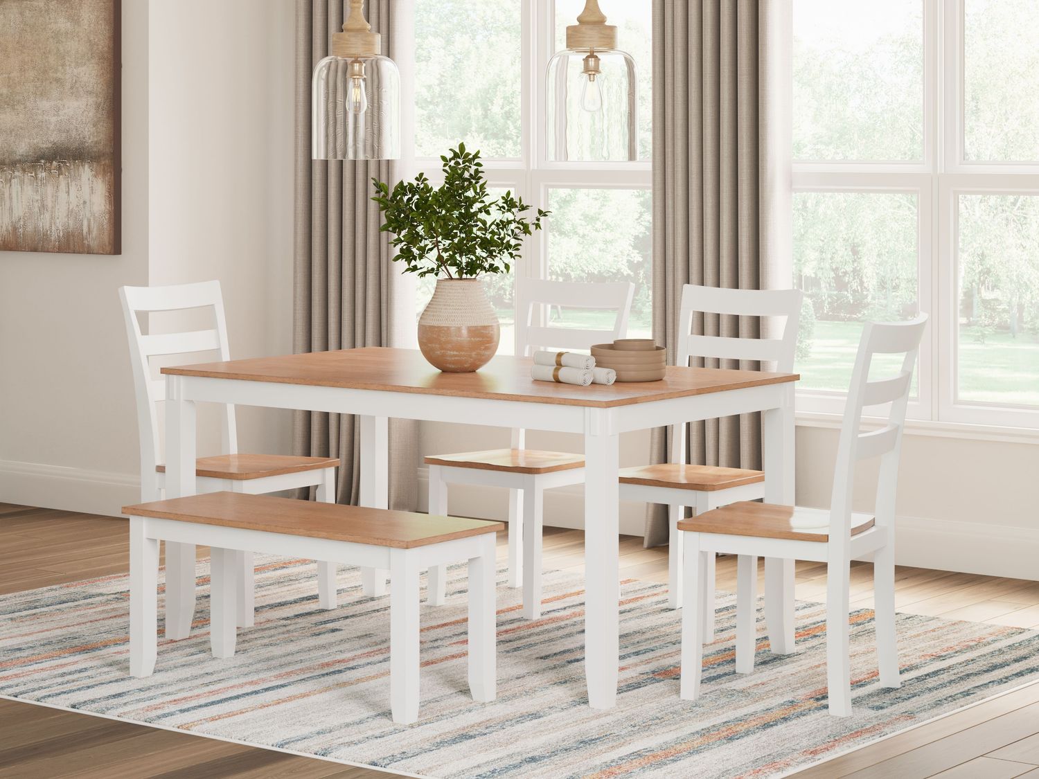 Gesthaven - Natural / White - Dining Room Table Set (Set of 6)