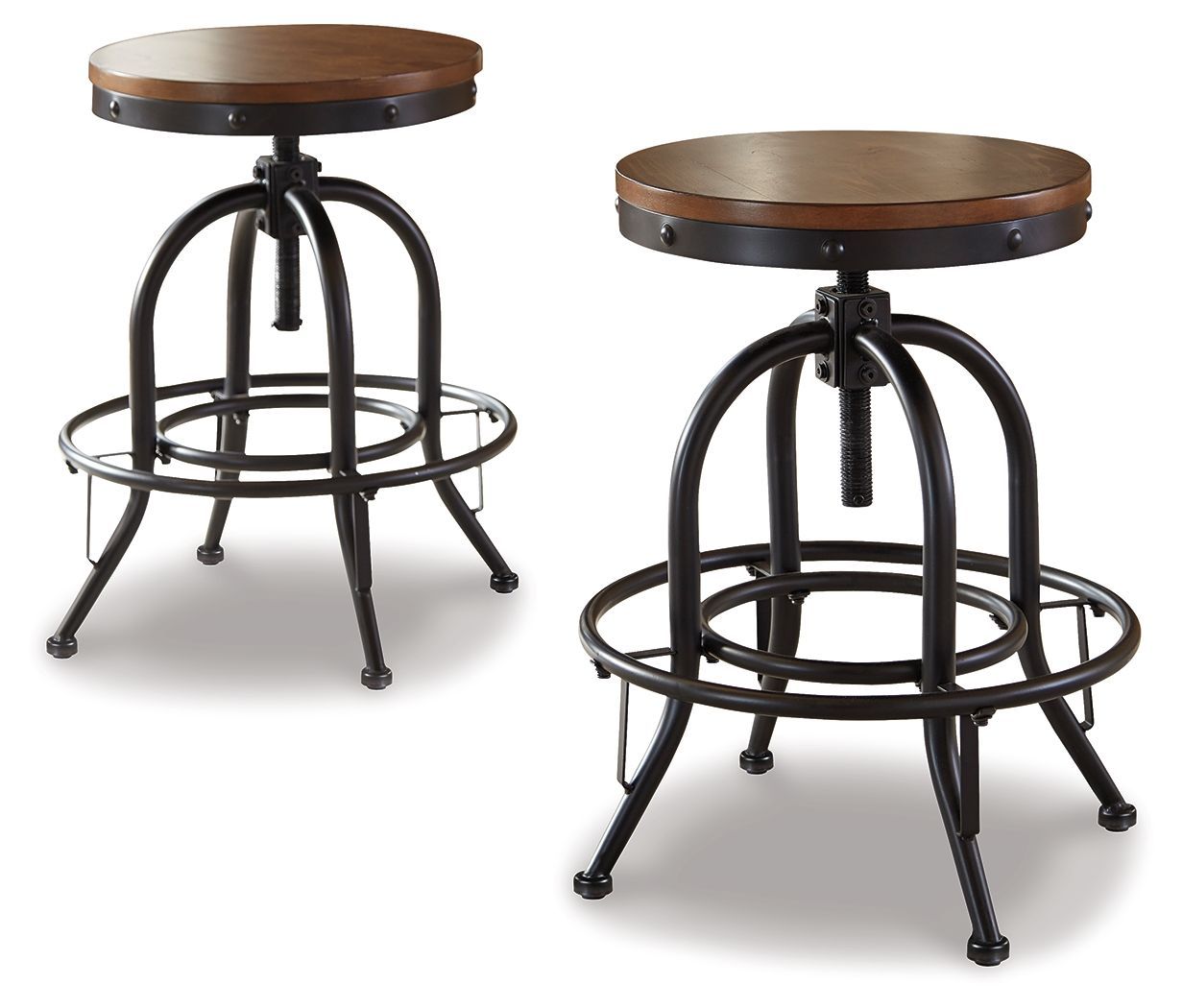 Valebeck - Brown / Black - Swivel Barstool (Set of 2)