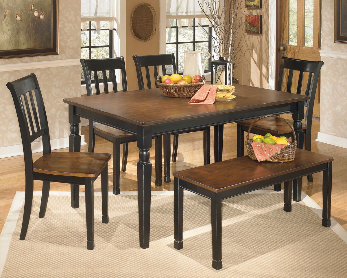 Owingsville - Dark Brown - 6 Pc. - Dining Room Table, 4 Side Chairs, Bench