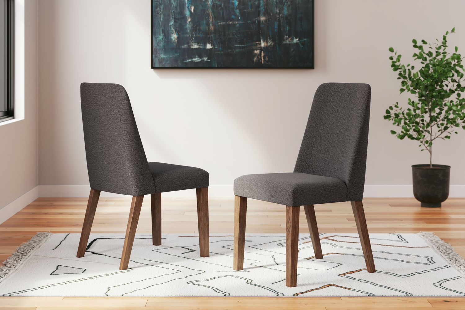 Lyncott - Charcoal / Brown - Dining Uph Side Chair (Set of 2)