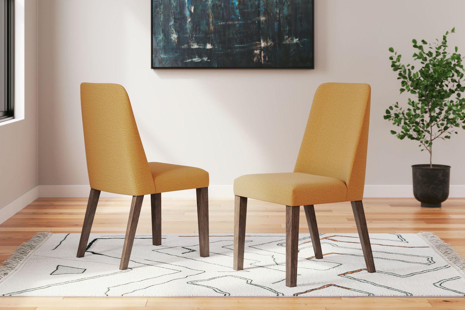 Lyncott - Mustard / Brown - Dining Uph Side Chair (Set of 2)