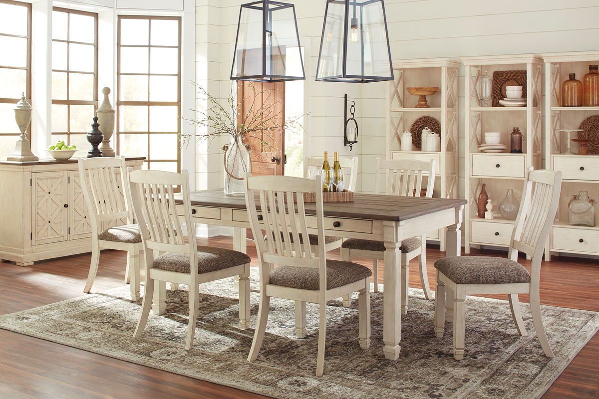 Bolanburg - Beige - 11 Pc. - Dining Room Table, 6 Side Chairs, Server, 3 Cabinets