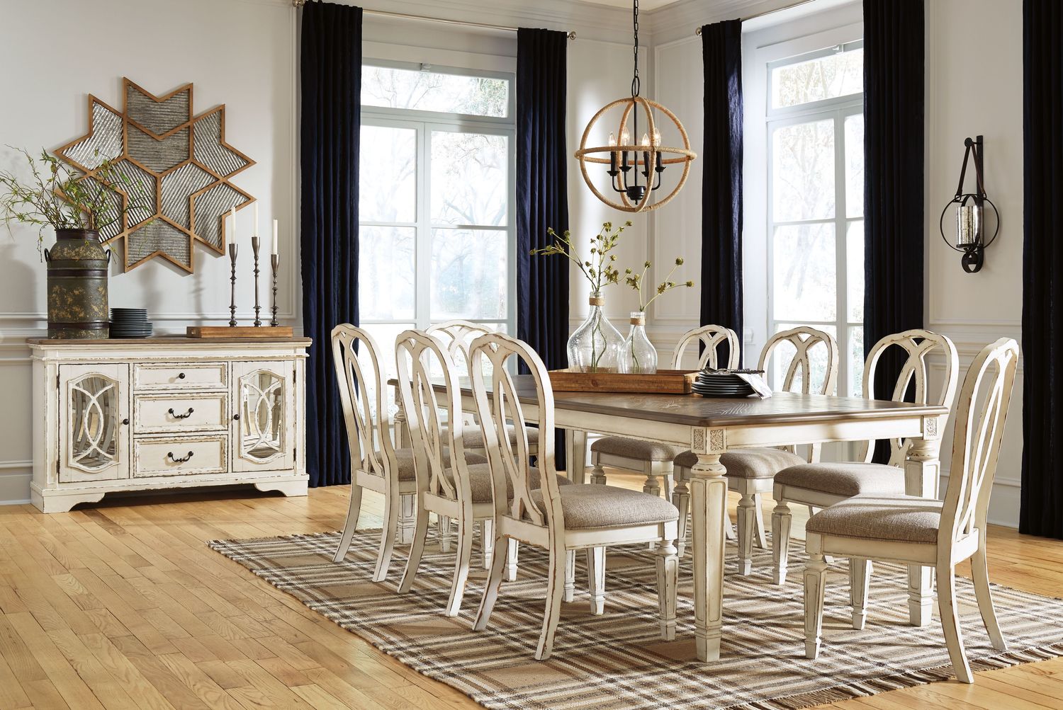 Realyn - White - 9 Pc. - Extension Table, 8 Ribbon Back Side Chairs