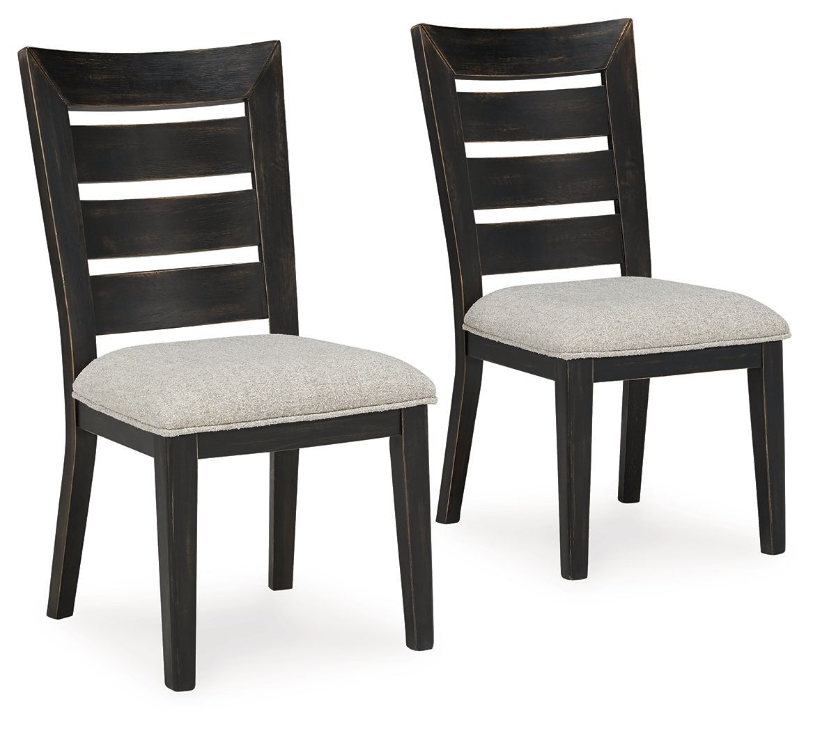Galliden - Black - Dining Upholstered Ladderback Side Chair (Set of 2)