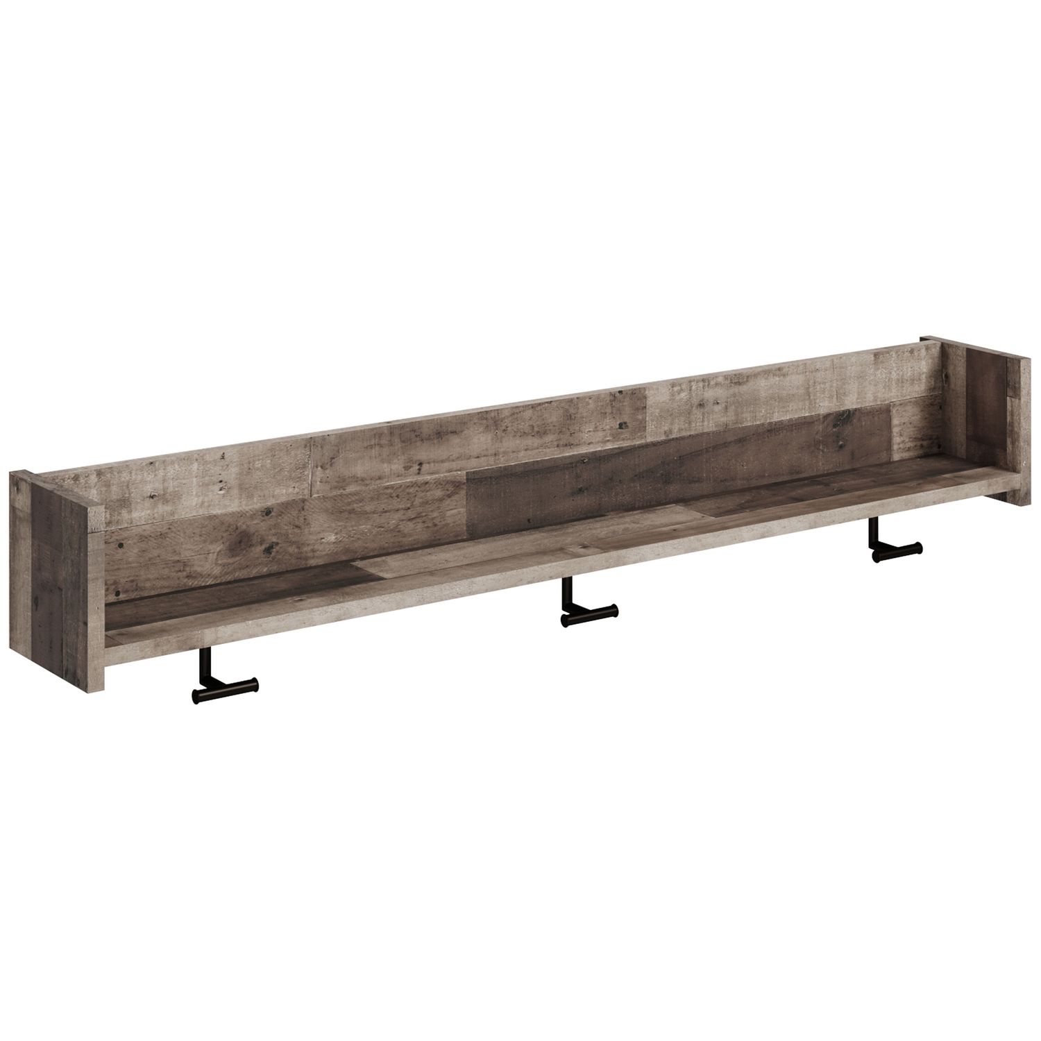 Neilsville - Black / Gray - Wall Mounted Coat Rack W/shelf