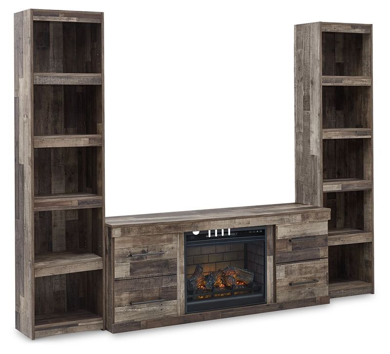 Derekson - Multi Gray - 3-Piece Entertainment Center With Electric Fireplace