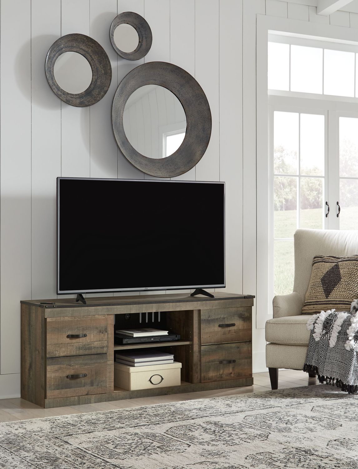 Trinell - Brown Dark - TV Stand W/Fireplace Option - 60" X 14.8" X 24.33"