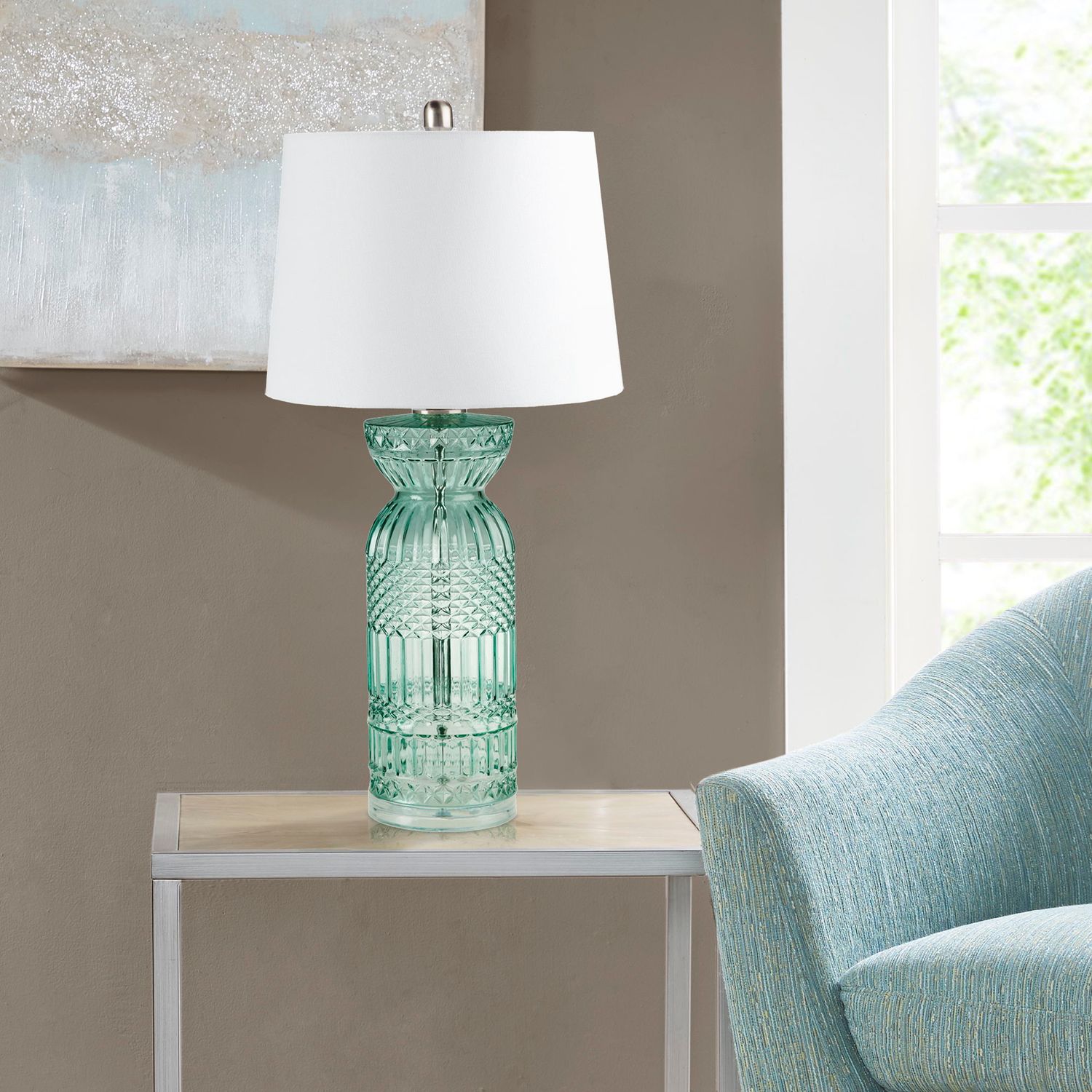 Luxuria - Textured Glass And Acrylic Base Table Lamp - Blue