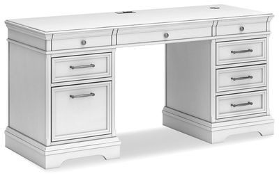 Kanwyn - Whitewash - Home Office Desk Lf Pedestal