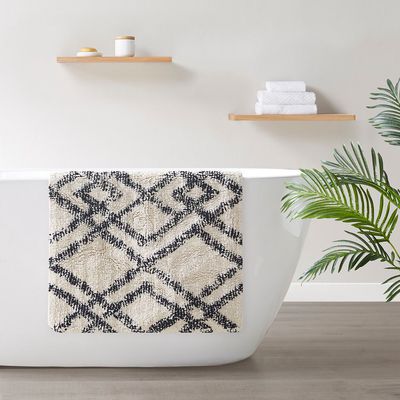 Ansel - Tufted Bath Rug - Black / Neutral