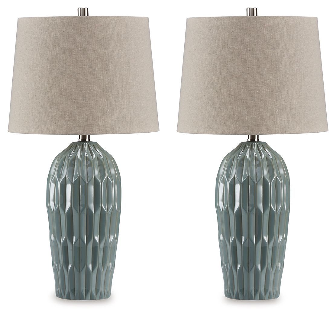 Hadbury - Pale Blue / Teal - Ceramic Table Lamp (Set of 2)