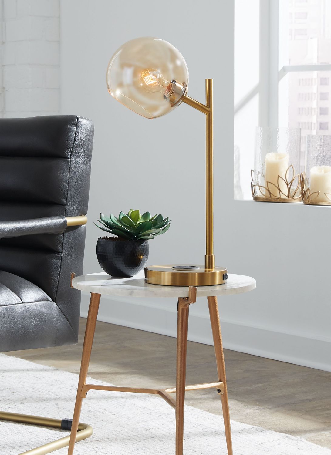 Abanson - Amber / Gold Finish - Metal Desk Lamp
