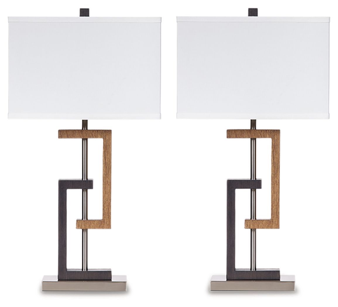 Syler - Brown / Silver Finish - Poly Table Lamp (Set of 2)